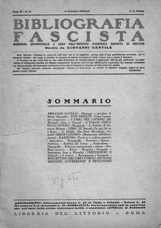 Modugno G. (1929) Recensione a L'amministrazione provinciale di Bari (Bibliografia fascista, 15 dicembre 1929, p. 45-46_Pagina_1.jpg
