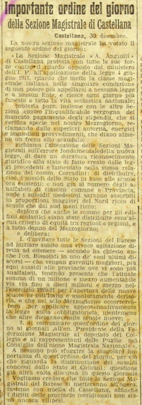 MV? (1912) Importante ordine del giorno della Sezione Magistrale di Castellana  (Giornale d'Italia, p. 4).JPG