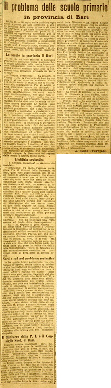 Russo Frattasi A. (1922), Il problema delle scuole primarie in provincia di Bari, La tribuna, 22 febbraio 1922, p. 4.JPG
