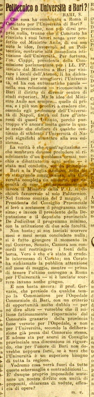 MV (1922), Politecnico o Università a Bari?, Il mondo, 09 luglio 1922, p. 6.JPG