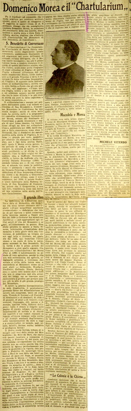 MV (1933), Domenico Morea e il “Chartularium”, La Gazzetta del Mezzogiorno, 22 luglio 1933, p. 3.JPG