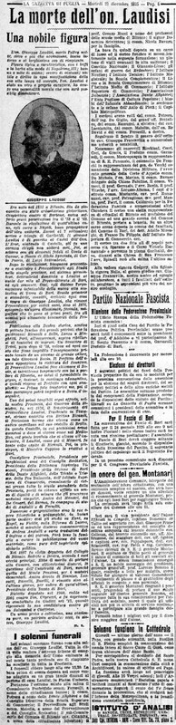V. M. (1925) La morte dell'on. Laudisi, Una nobile figura (La Gazzetta di Puglia, 29 dicembre 1925, p. 4).jpg