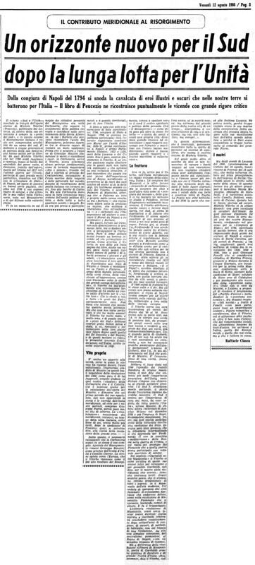 Ciasca Raffaele (1966), Un orizzonte nuovo per il Sud dopo la lunga lotta per l'Unità (La Gazzetta del Mezzogiorno, 12 agosto 1966, p. 3).jpg