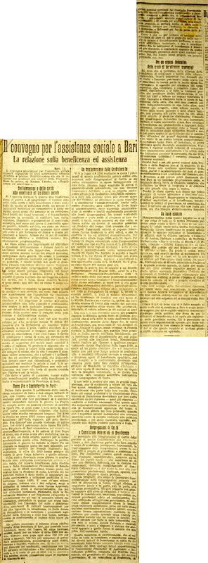 (1921), Il convegno per l'assistenza sociale a Bari, La relazione sulla beneficenza ed assistenza, Il tempo, 17 marzo 1921.JPG