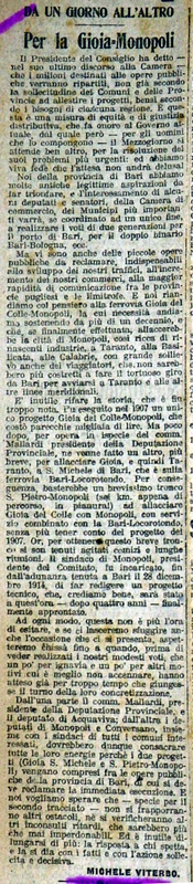 MV(1918) Per la Gioia-Monopoli, Da un giorno all'altro (Giornale d'Italia, 9 dicembre 1918, p. 3).JPG