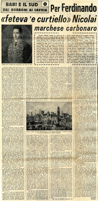 Peucezio (1964) - Per Ferdinando feteva 'e curtiello Nicolai marchese carbonaro (La Gazzetta del Mezzogiorno - 19 gennaio 1964).jpg