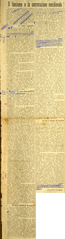 MV (1923), Il fascismo e la cooperazione meridionale, Il Giornale d'Italia, 11 luglio 1923, p. 4.JPG