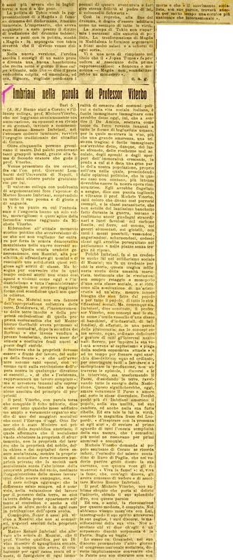M. A. (1920) Imbriani nella parola del Professor Viterbo (La democrazia, 7 maggio 1920, p. 2).JPG