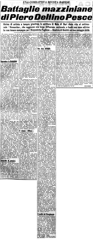 VM(1960) Battaglie mazziniane di Piero Defino Pesce (La Gazzetta del Mezzogiorno, 3 gennaio 1960, p. 3).jpg