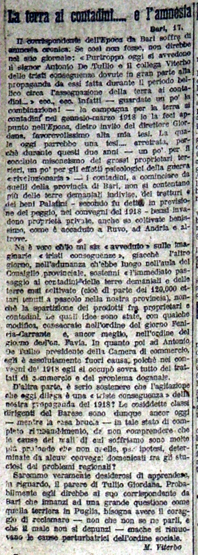 MV (1920) La terra ai contadini..... e l'amnesia (Il tempo, 18 novembre 1920).JPG