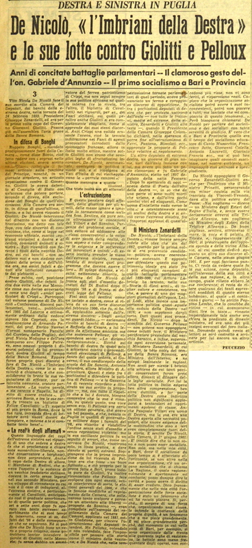 Peucezio (1957), De Nicolò, l'Imbriani della Destra e le sue lotte contro Giolitti e Pelloux, La GdM, 09 dicembre 1957, p. 3.JPG