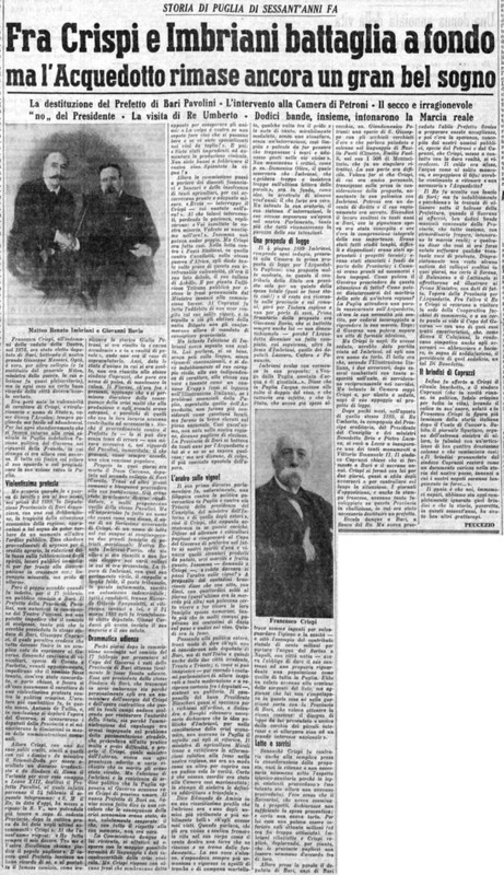 Viterbo Michele (1951) Fra Crispi e Imbriani battaglia a fondo ma l'Acquedotto rimase ancora un gran del sogno (La Gazzetta del Mezzogiorno, 16 febbraio 1951, p. 3).jpg