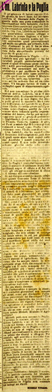MV (1920), L'on. Labriola e la Puglia, Giornale delle Puglie, 22 giugno 1920, p. 1.JPG