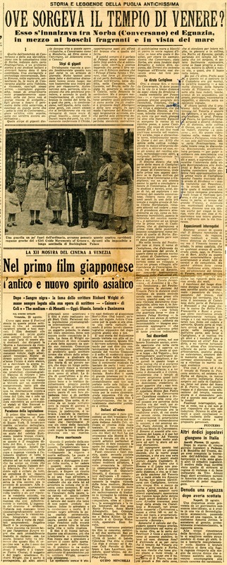 Peucezio (1951) - Ove sorgeva il tempio di Venere (La Gazzetta del Mezzogiorno - 24 agosto 1951, p. 3).jpg