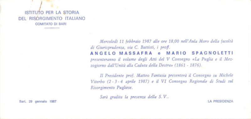 (1987) Presentazione degli atti del 5. Convegno La Puglia e il Mezzogiorno (Bari, 1987).jpg