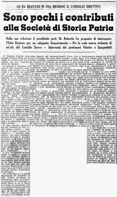 (1970), Sono pochi i contributi alla Società di Storia Patria (La Gazzetta del Mezzogiorno, 3 settembre 1970, p. 4).jpg
