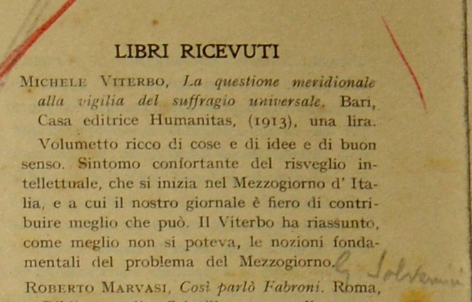 Salvemini Gaetano (1914), La questione meridionale alla vigili.JPG