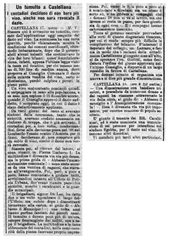 MV (1907), Un tumulto a Castellana (Corriere delle Puglie, 19 aprile 1907, p. 1-2).jpg