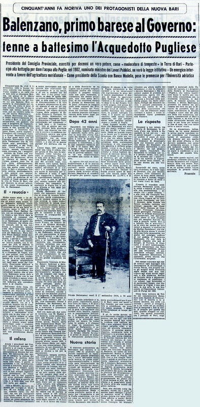 VM (1969), Balenzano, primo barese al Governo, tenne a battesimo l'Acquedotto Pugliese (La Gazzetta del Mezzogiorno, 31 agosto 1969, p. 11).jpg