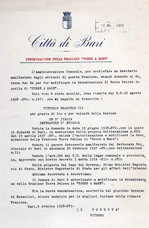 (1938) Atto amministrativo della Città di Bari.jpg