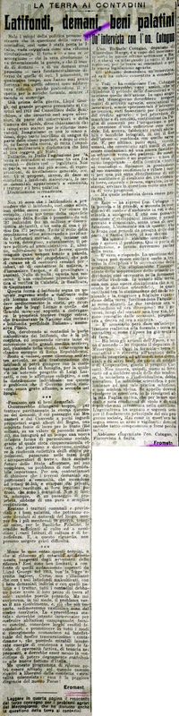 Froment (1918) Latifondi, demani, beni palatini, La terra ai contadini (L'Epoca, 19 marzo 1918, p. 3).JPG