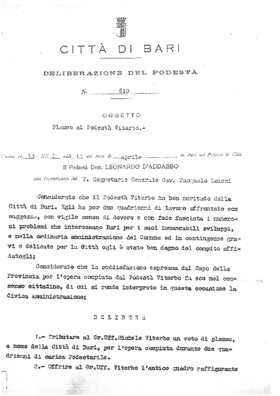 Comune di Bari, Delibera podestarile n. 640.pdf