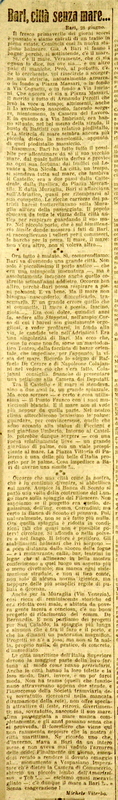 MV (1923), Bari, città senza mare, Il Giornale d'Italia, 30 giugno 1923, p. 4.JPG