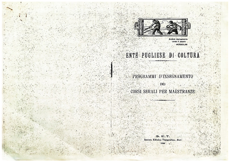 Ente Pugliese di Coltura (1932), Programmi d’insegnamento per corsi serali per maestranze.pdf