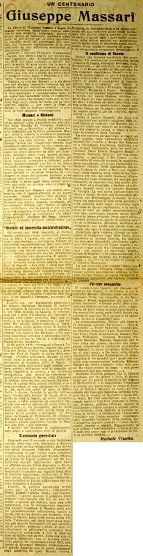 MV (1921), Giuseppe Massari, un centenario, Il tempo, 10 agosto 1921, p. 5.JPG
