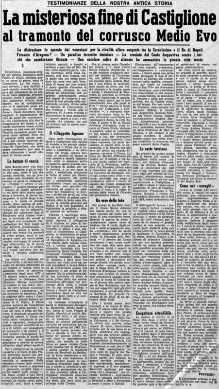 Viterbo Michele (1952) La misteriosa fine di Castiglione al tramonto del corrusco Medio Evo (La Gazzetta del Mezzogiorno, 3 maggio 1952, p. 3).jpg