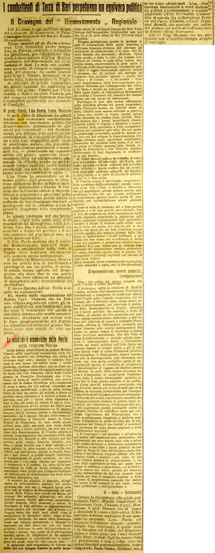 (1920) I combattenti di Terra di Bari perpetuano un equivoco politico, Il convegno del Rinnovamento Regionale (Corriere delle Puglie, 25:26 febbraio 1920).JPG