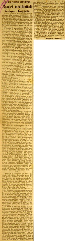 MV (1924), Storici meridionali, Schipa - Caggese, da un giorno all'altro, Il Giornale d'Italia, 29 gennaio 1924, p. 4.JPG