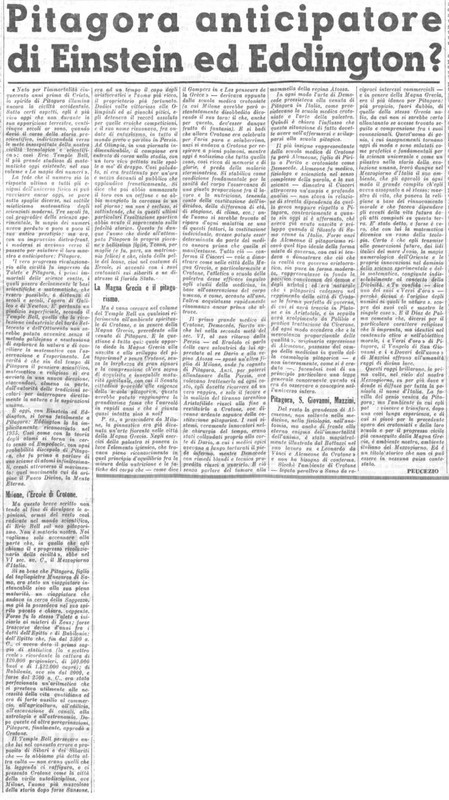Viterbo Michele (1950) Pitagora anticipatore di einstein ed Eddington? (La Gazzetta del Mezzogiorno, 4 ottobre 1950, p. 3).jpg