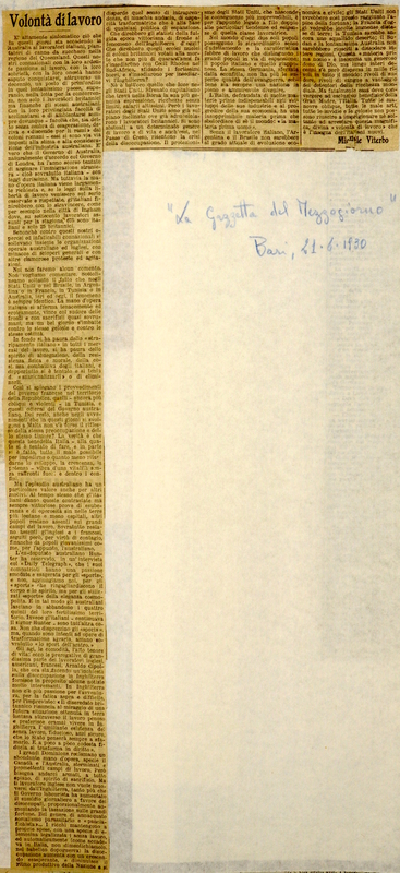 MV (1930), Volontà di lavoro, La Gazzetta del Mezzogiorno, 21 giugno 1930.JPG