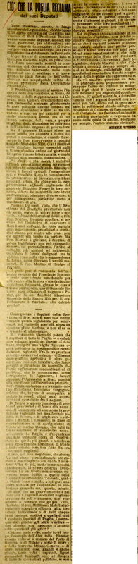 MV (1920), Ciò che la Puglia reclama dai suoi Deputati, Corriere delle Puglie, 28-29 luglio 1920.JPG