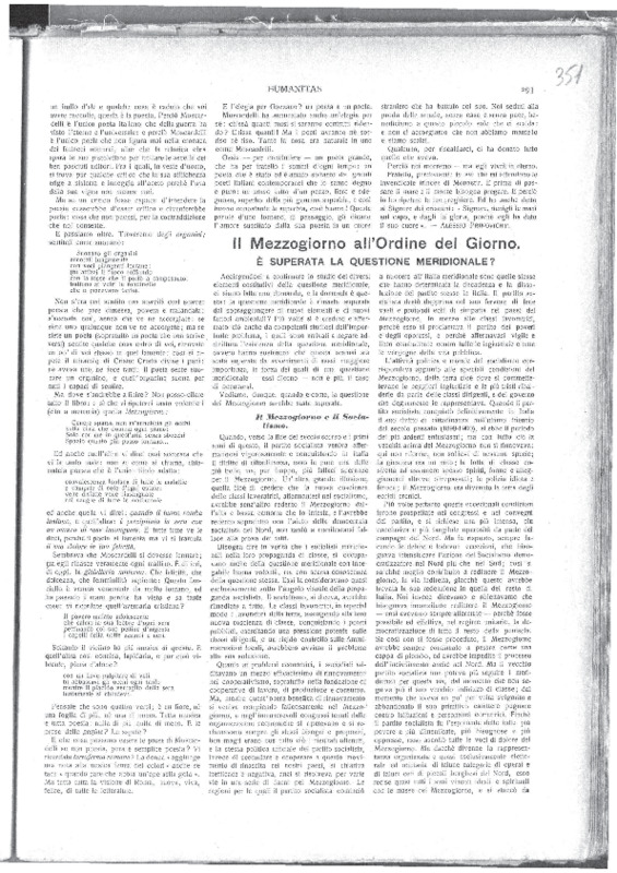 Colella Giovanni (1917), Il Mezzogiorno all'ordine del giorno, E' superata la questione meridionale (Humanitas, A. 7, n. 37, 16 settembre 1917, p. 293-295).pdf