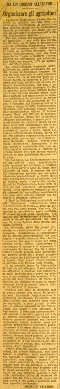 MV (1923), Organizzare gli agricoltori, da un giorno all'altro, Il Giornale d'Italia, 18 luglio 1923, p. 4.JPG