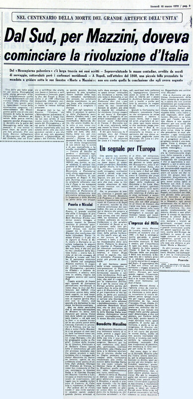 VM (1972), Dal Sud, per Mazzini, doveva cominciare la rivoluzione d'Italia (La Gazzetta del Mezzogiorno, 10 marzo 1972, p. 3).jpg