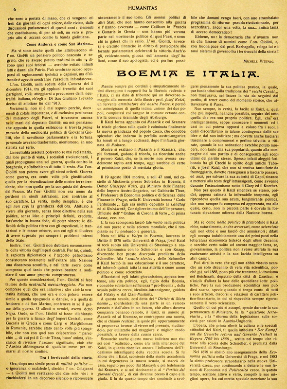 MV (1919), Apologia di Giovanni Giolitti (Risposta polemica al professore Barbagallo). 2, Humanitas, 05-12 gennaio 1919, p. 6.JPG