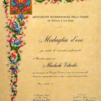 (1966) Attestato per la medaglia d'oro alla carriera giornalistica.JPG