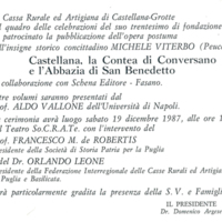 (1987) Invito per la presentazione dell'opera Castellana, la contea di Conversano e l'Abazia di San Benedetto.jpg