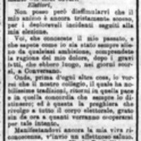 MV? (1908), Il manifesto dell'on. N. De Bellis, nel collegio di Conversano (Corriere delle Puglie, 13 luglio 1908, p. 2).jpg