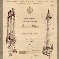 (1958) Attestazione di socio accademico dell'Academia Latinitati Excolendae Artium et Litterarum Romae.jpg