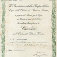(1969) Diploma di Cavaliere dell'Ordine di Vittorio Veneto.jpg