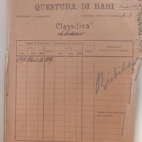Questura di Bari, Fascicolo dello schedario giudiziario su Michele Viterbo (1909).jpg