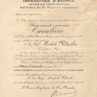(1939) Diploma di Cavaliere dell'Ordine dei Ss. Maurizio e Lazzaro (Re Vittorio Emanuele 3.).jpg