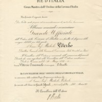 (1931) Diploma di Grande Ufficiale dell'Ordine della Corona d'Italia (Regno d'Italia).jpg