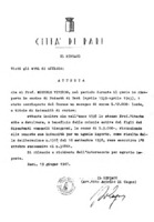 Attestato di servizio rilasciato dal Comune di Bari per la carica di Podestà (aprile 1935 - aprile 1943)