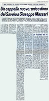 VM (1972), Un cappello nuovo, unico dono dei Savoia a Giuseppe Massari (La Gazzetta del Mezzogiorno, 12 aprile 1972, p. 3).jpg