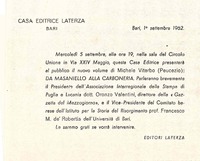 Invito alla presentazione dell'opera Da Masaniello alla carboneria (Bari, 1 settembre 1962).jpg